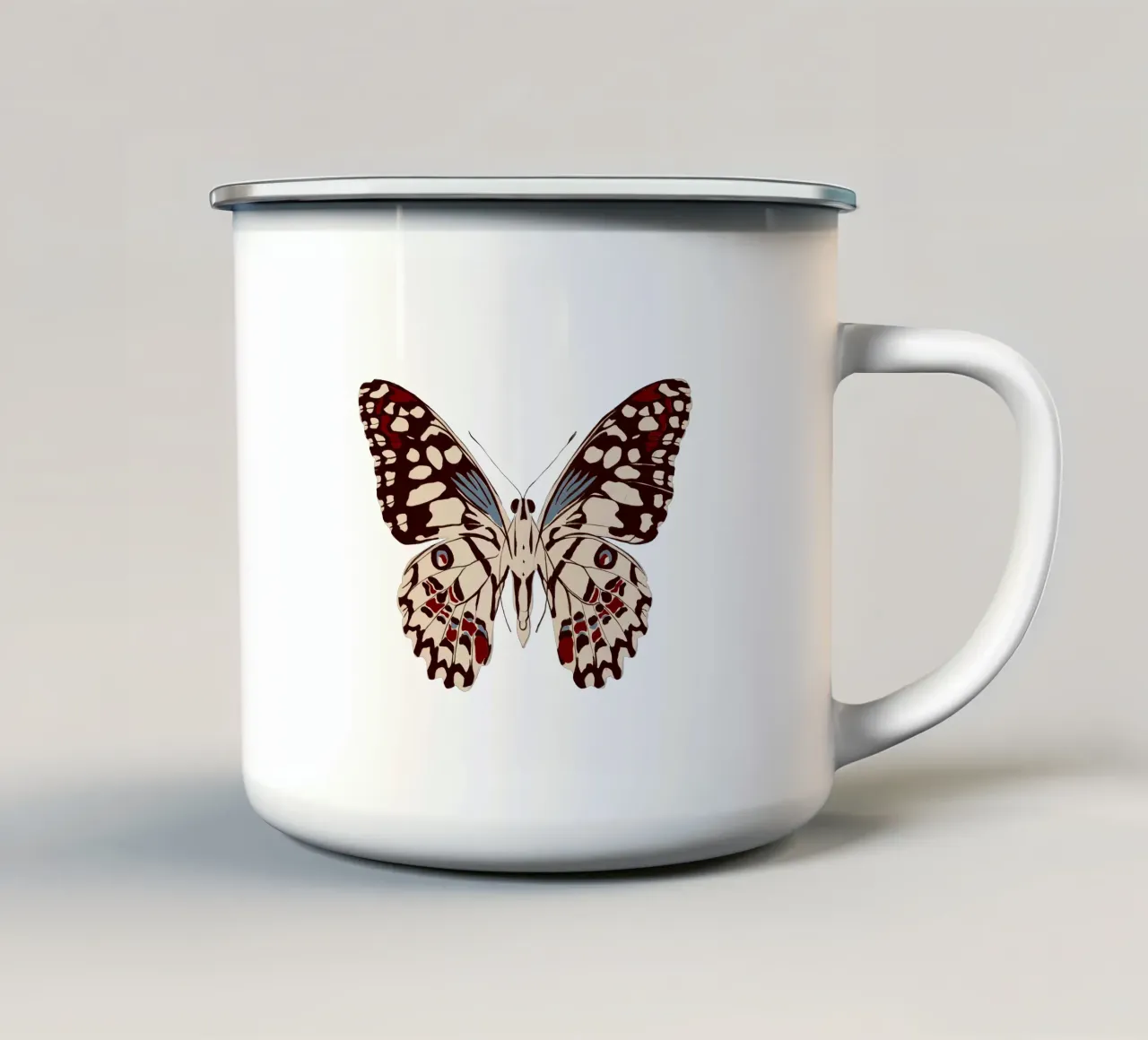 Schmetterling Altrosa tazza in smalto da Sophie Augustin Illustration