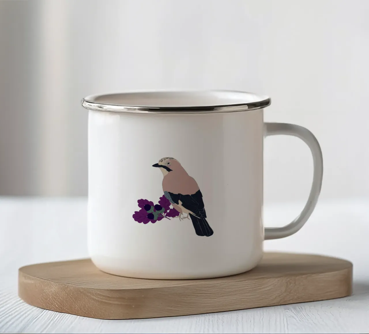 Eichelhäher tazza in smalto da Sophie Augustin Illustration