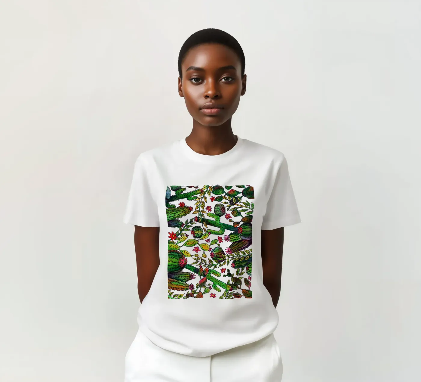 Cactus patroon t-shirt van KP Design