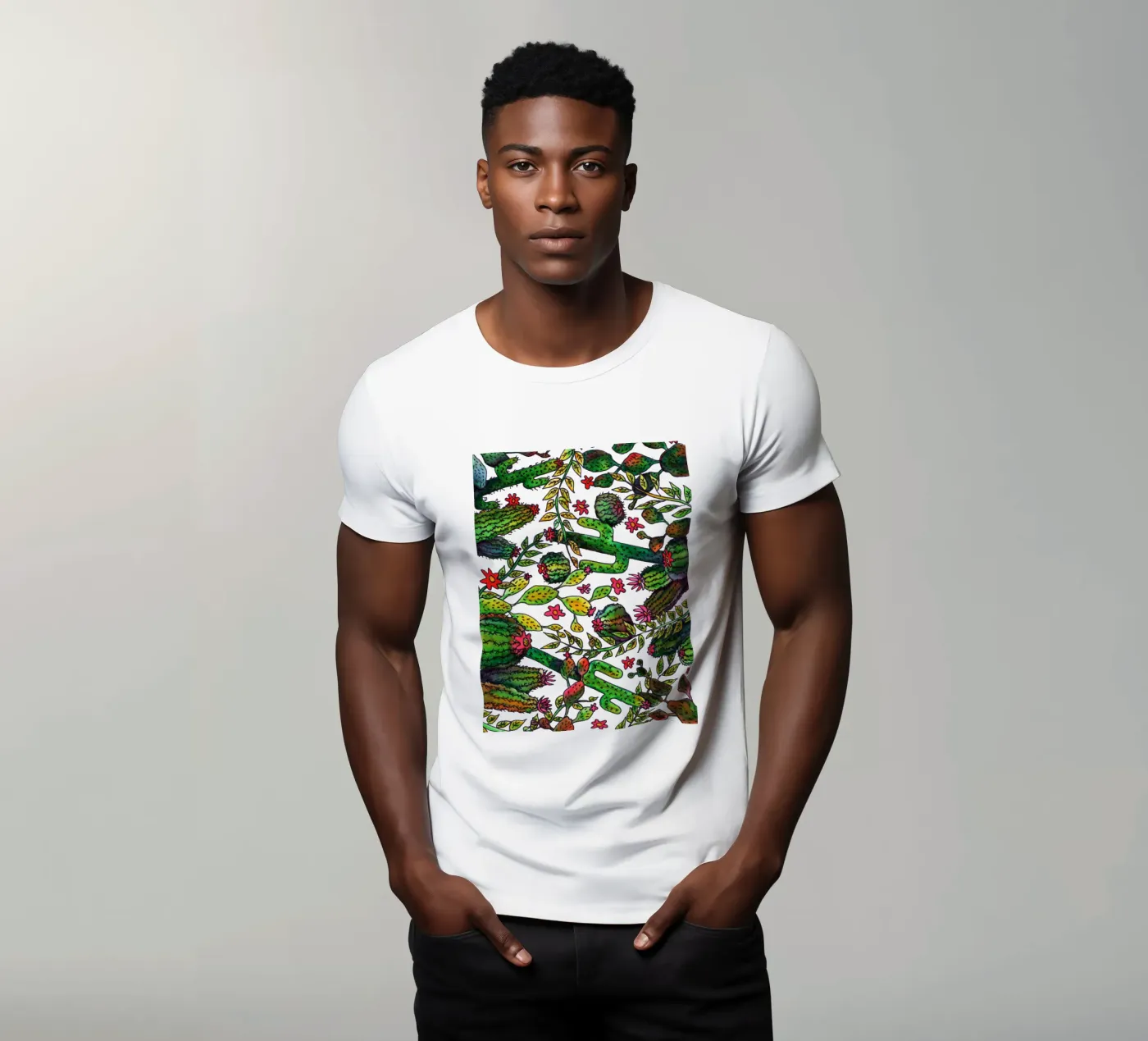 Cactus patroon t-shirt van KP Design