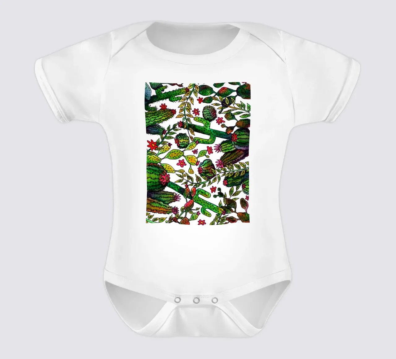 Cactus Pattern short-sleeve baby romper by KP Design