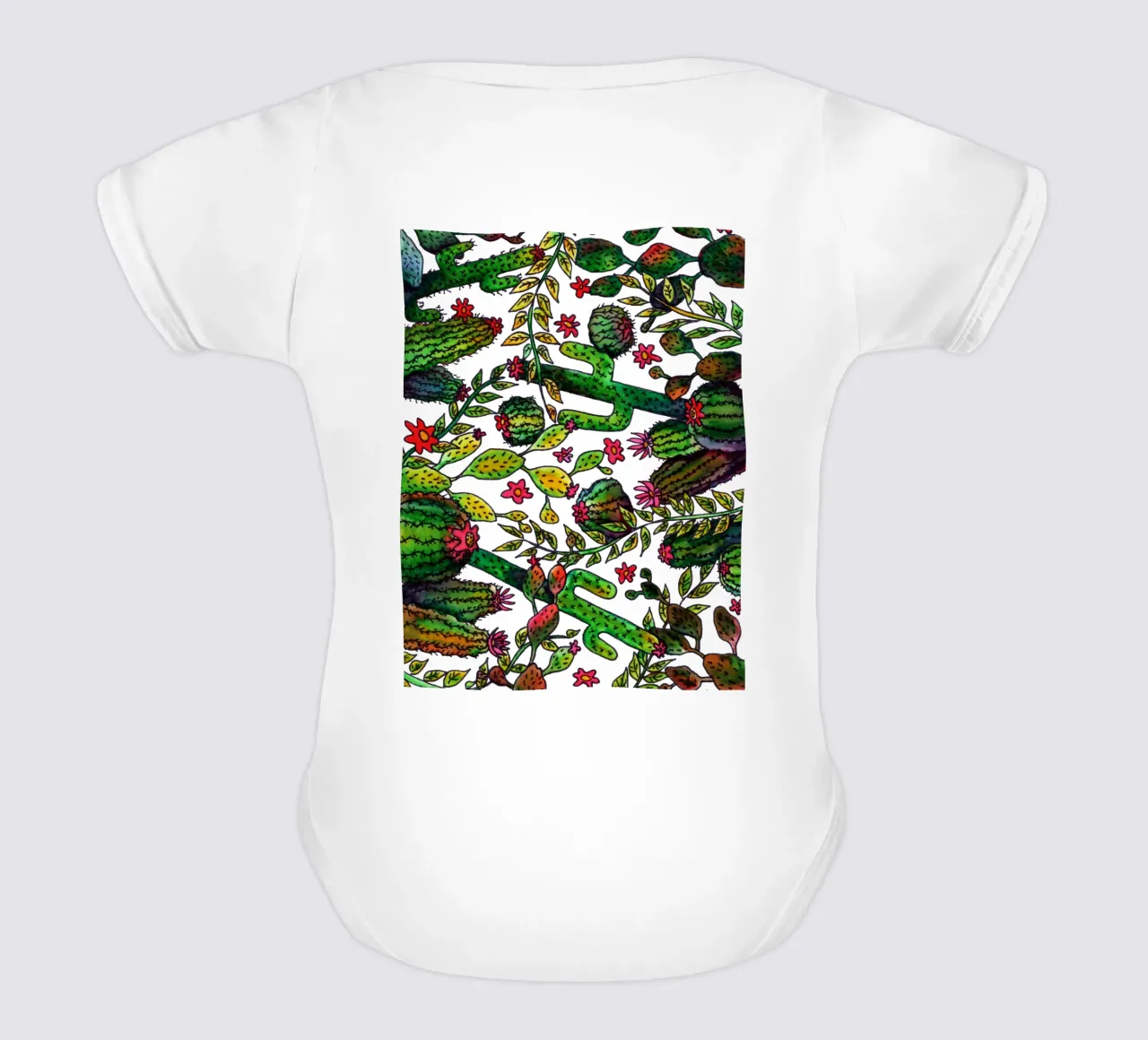 Cactus Pattern short-sleeve baby romper by KP Design