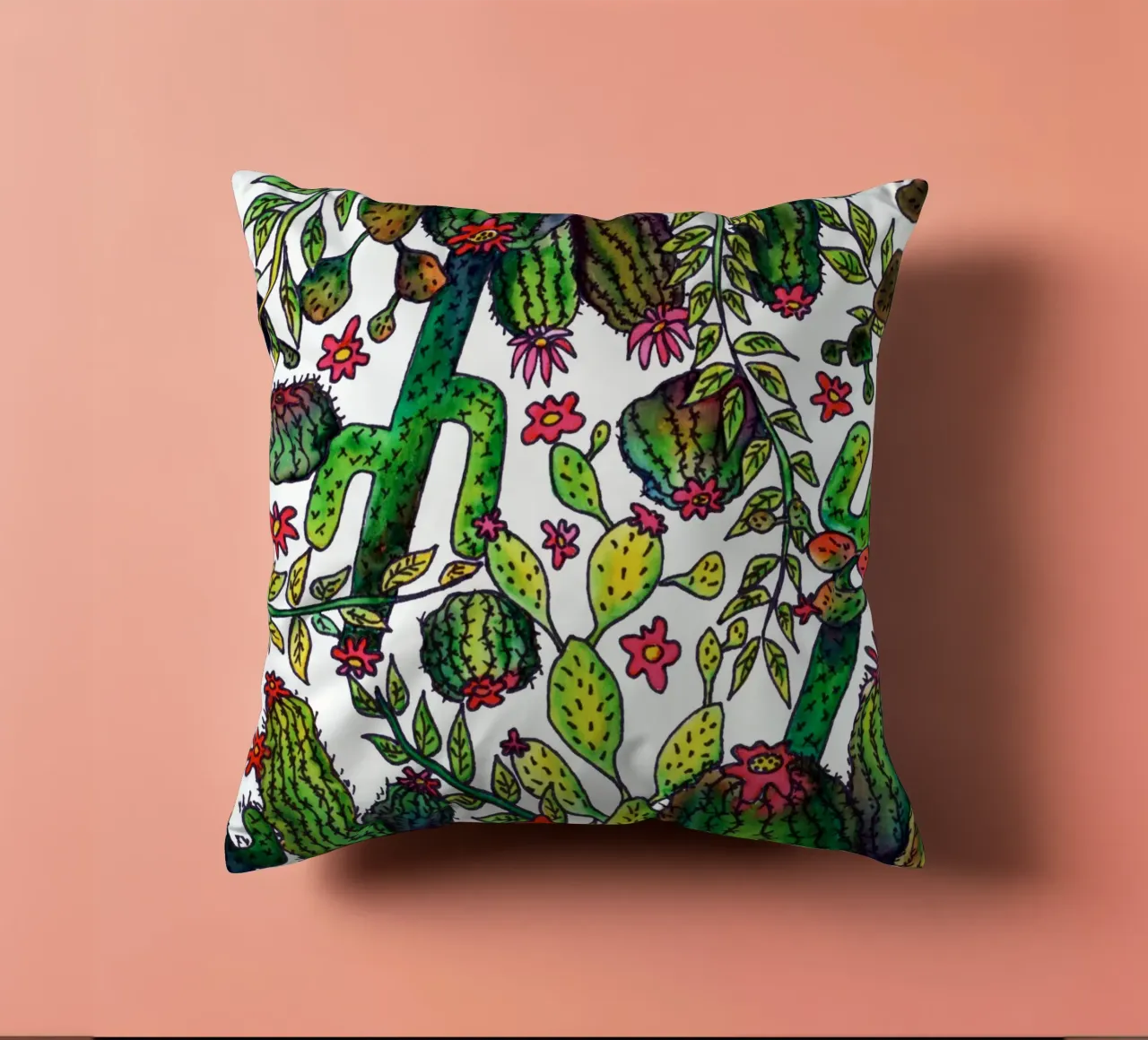 Cactus Pattern decorative cushion by KP Design
