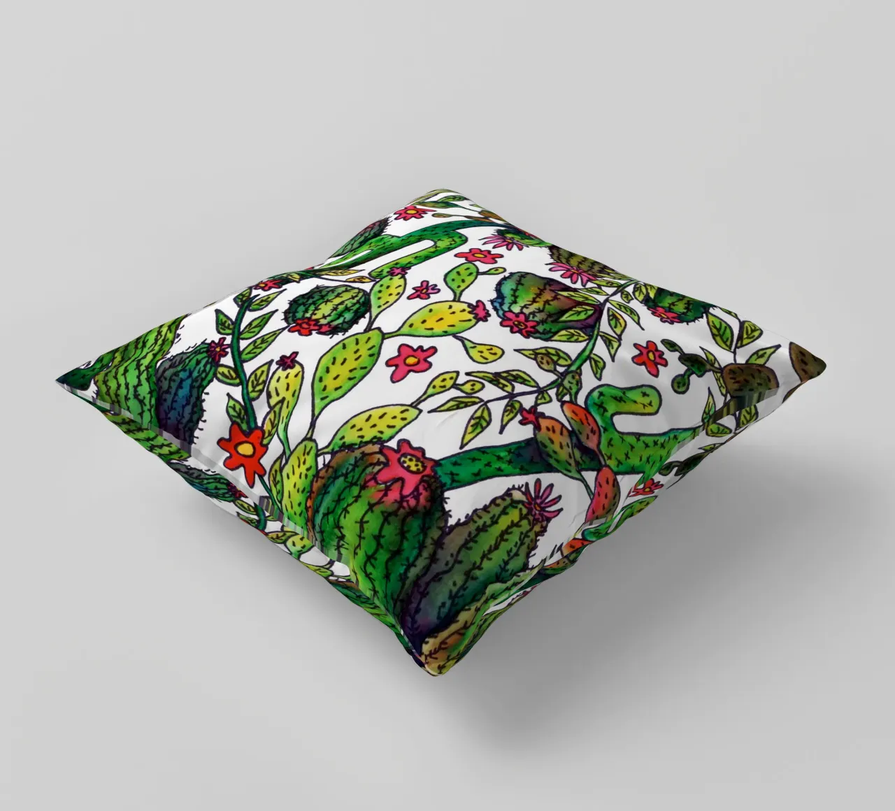 Cactus Pattern decorative cushion by KP Design