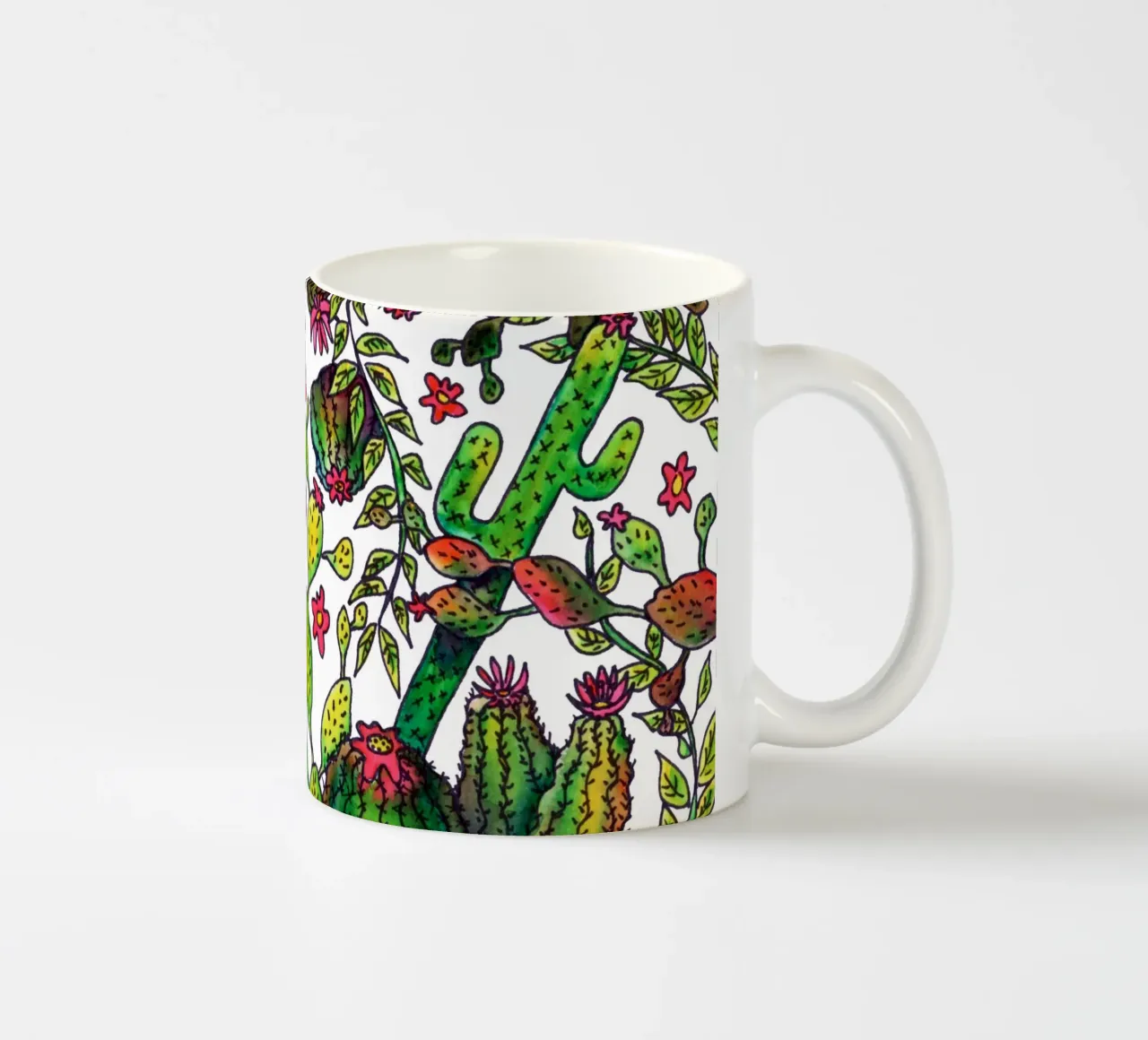 Cactus Pattern ceramic mug by KP Design