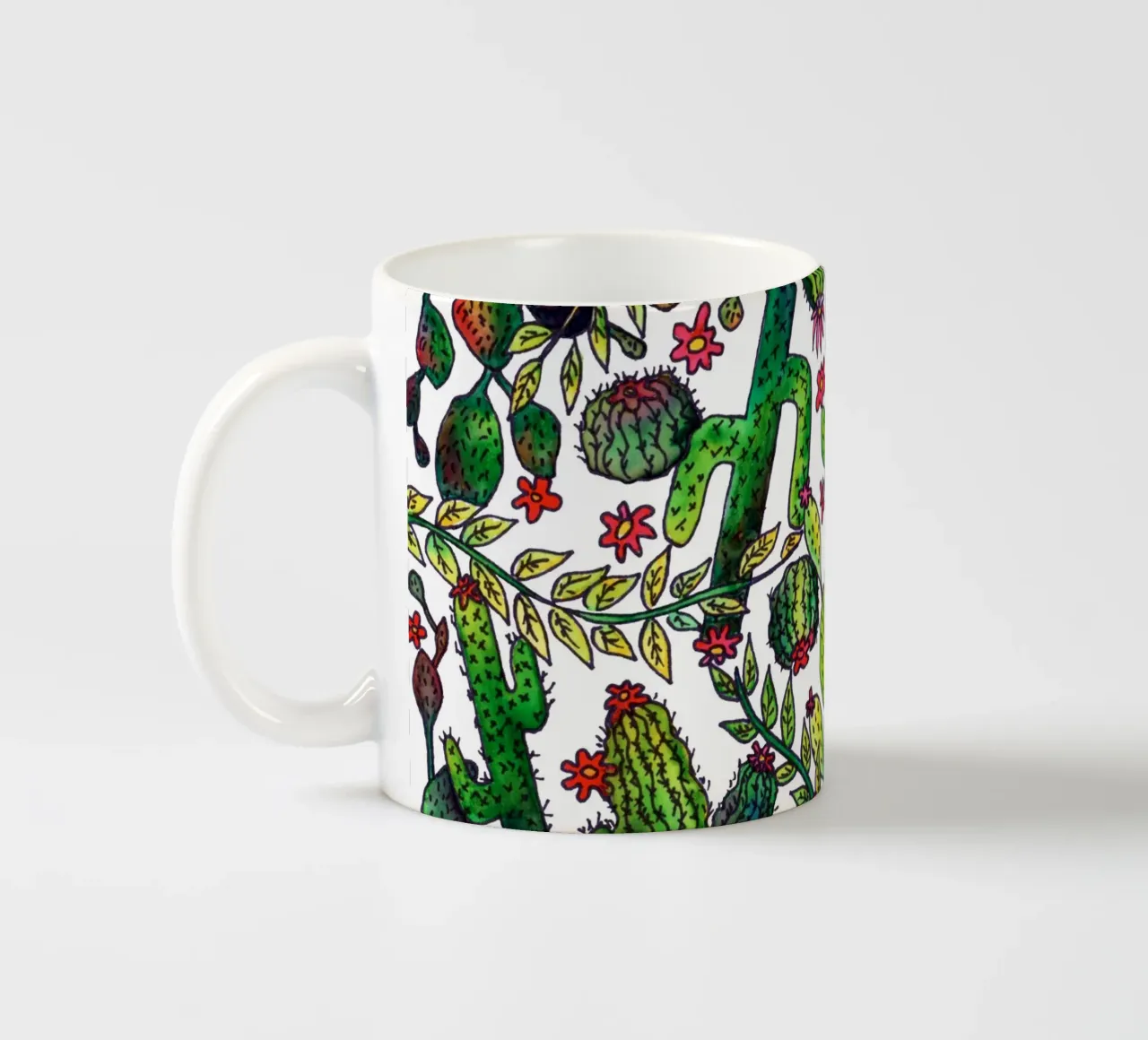 Cactus Pattern ceramic mug by KP Design