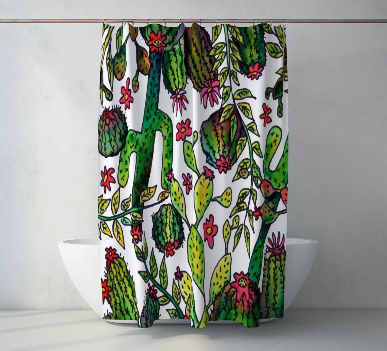 Kaktus-Muster Duschvorhang von KP Design