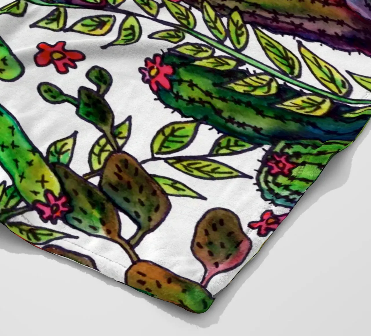 Cactus Pattern fleece blanket by KP Design