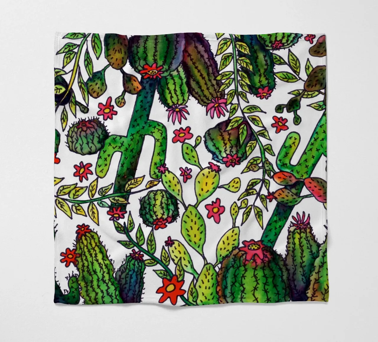 Cactus Pattern fleece blanket by KP Design