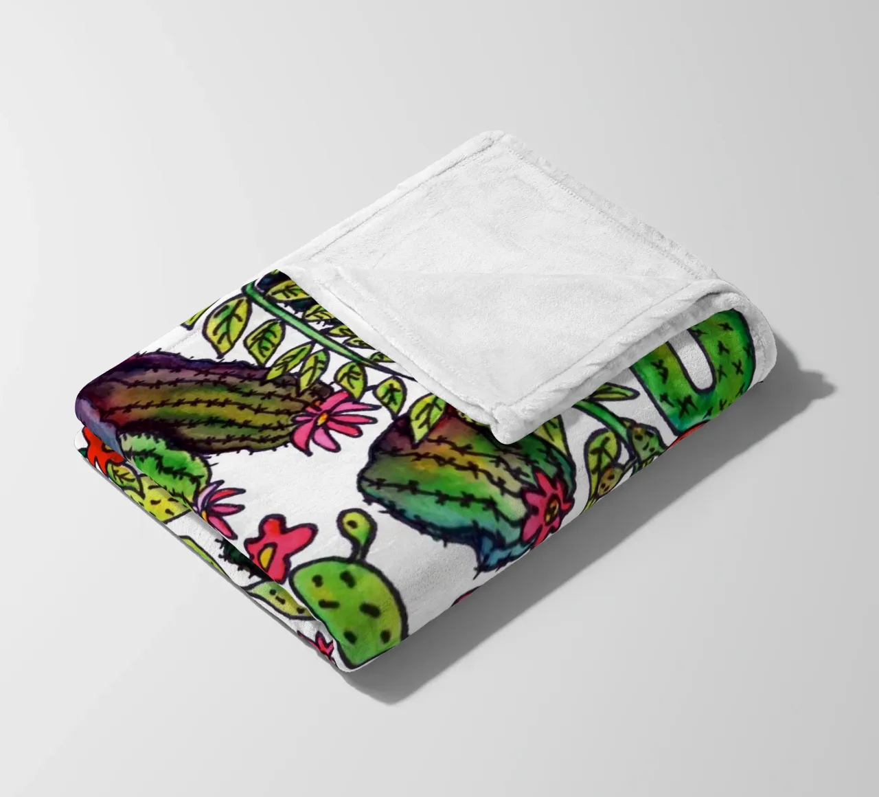 Cactus Pattern fleece blanket by KP Design