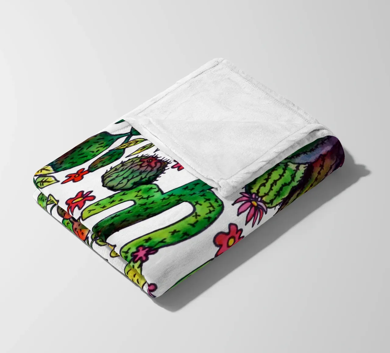 Cactus Pattern fleece blanket by KP Design