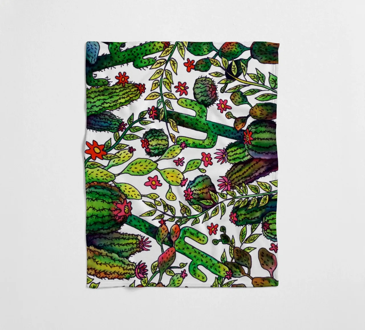 Cactus Pattern fleece blanket by KP Design