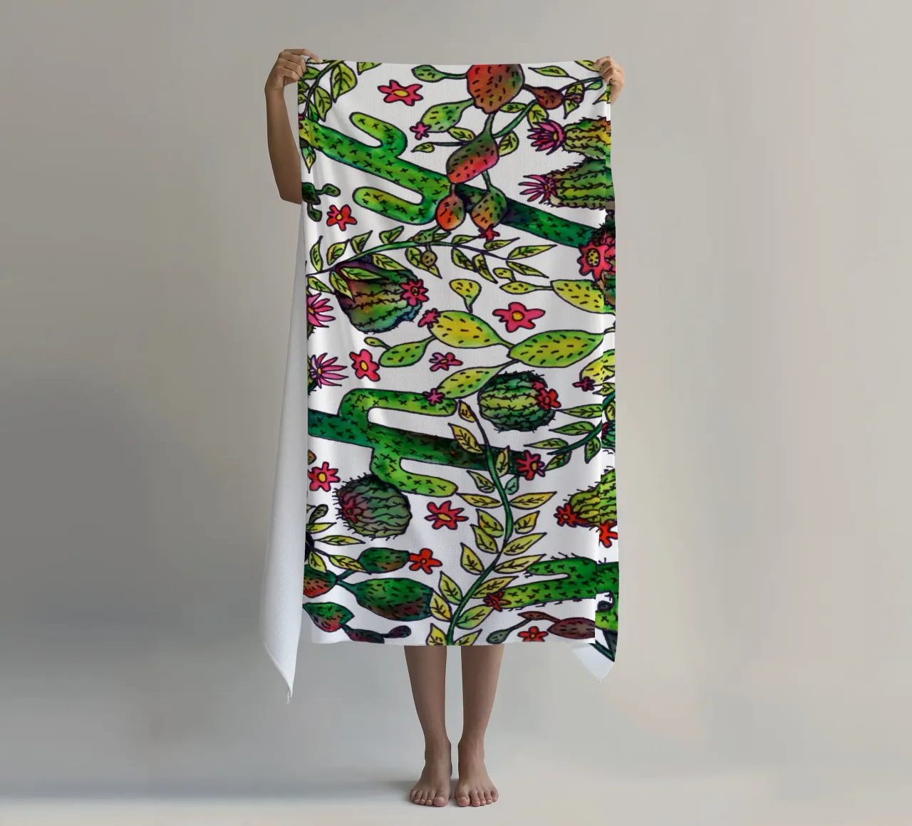 Cactus Pattern beach towel by KP Design