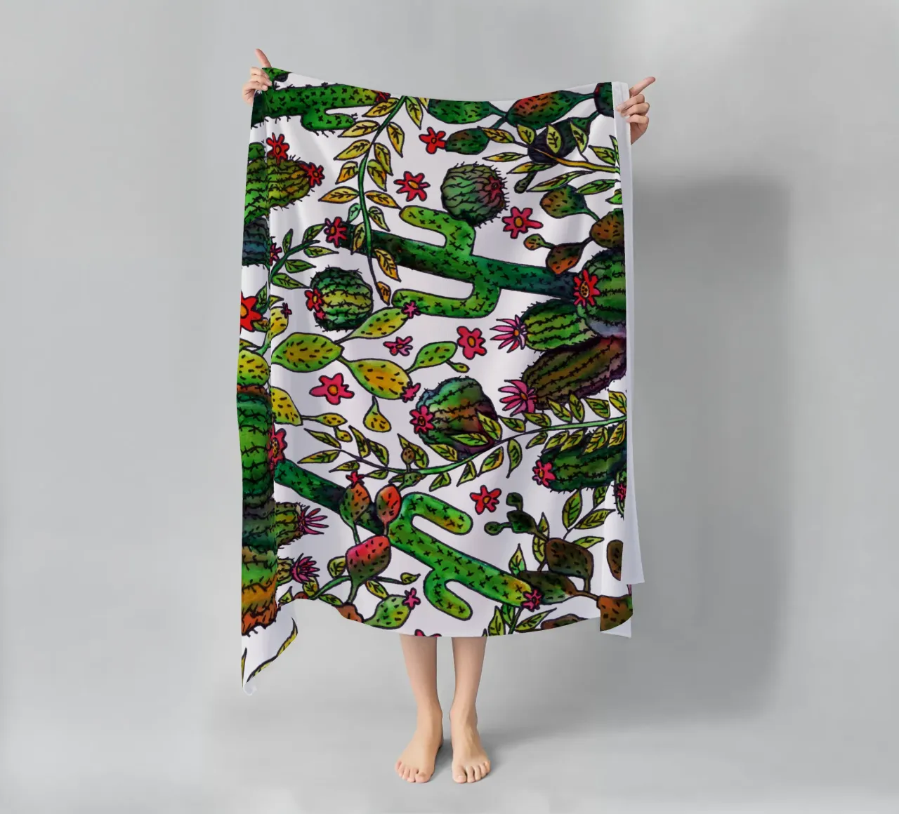 Cactus Pattern beach towel by KP Design
