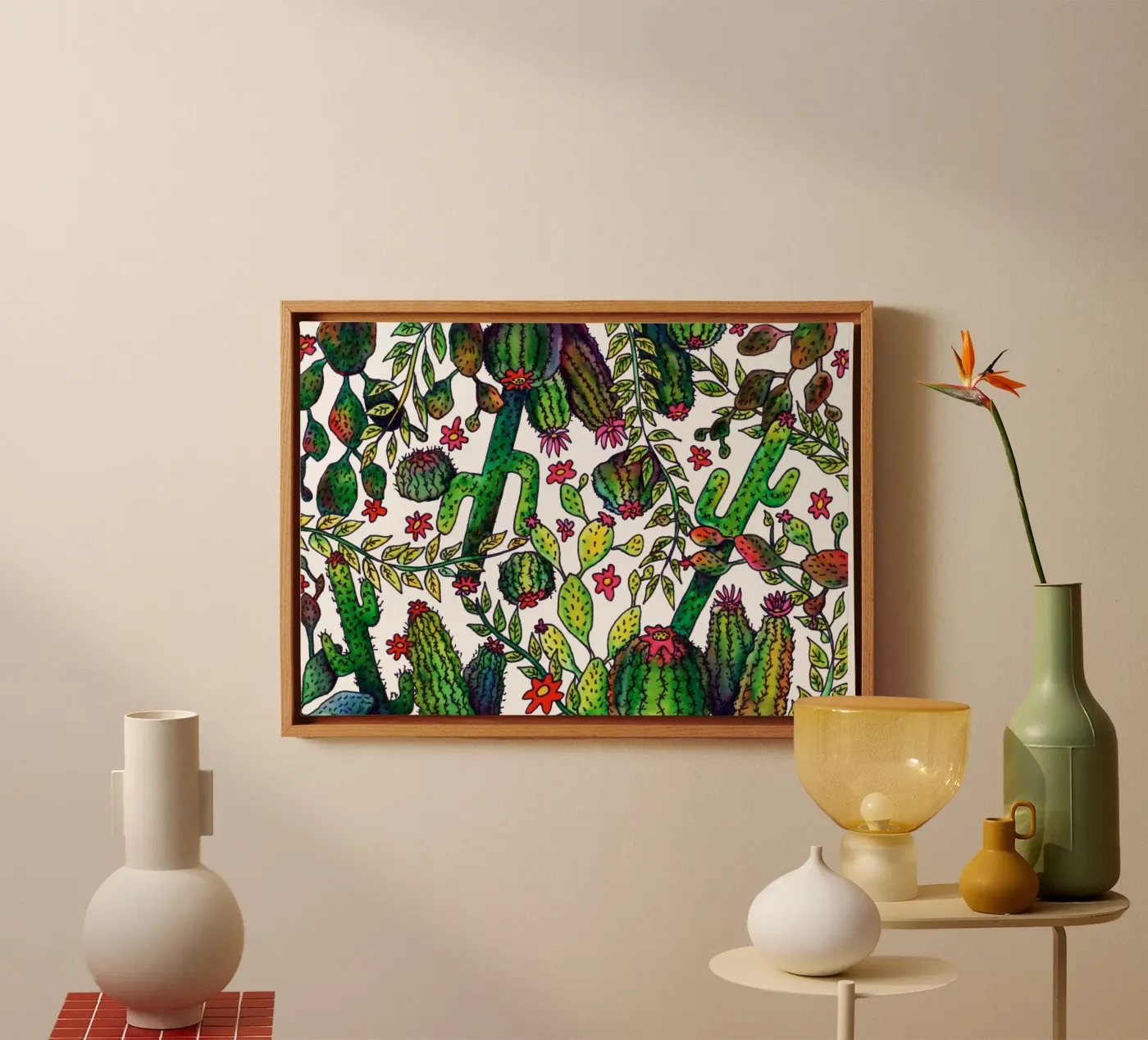 Kaktus-Muster Leinwand von KP Design