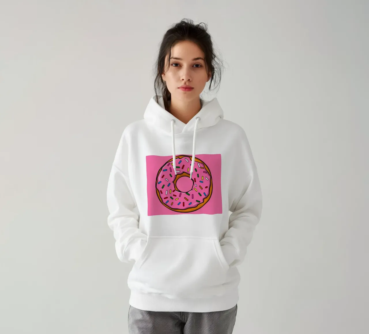 Ciambella con glassa rosa e zuccherini " Rotonda e orgogliosa " felpa con cappuccio da DesignDoodle