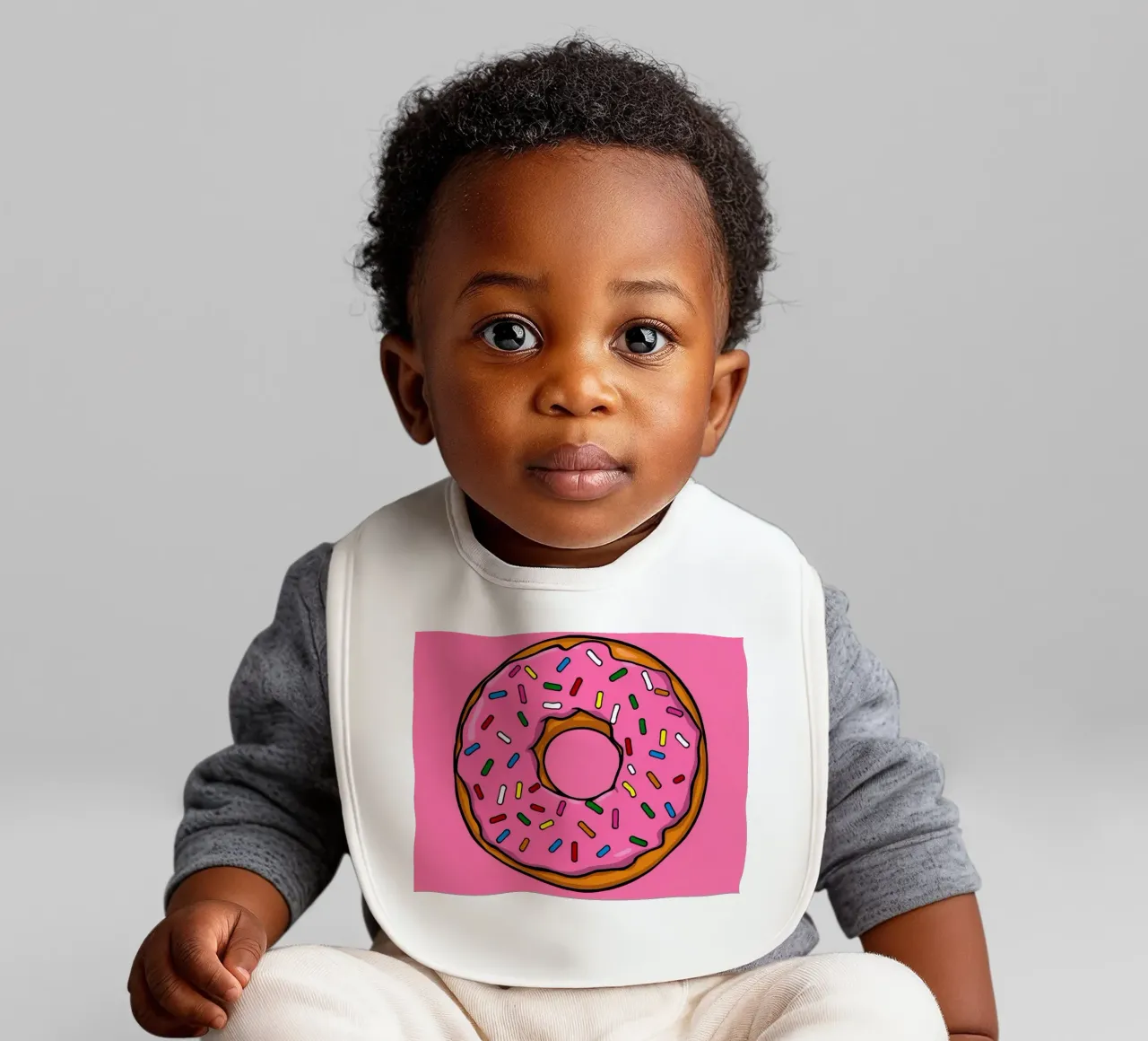 Ciambella con glassa rosa e zuccherini " Rotonda e orgogliosa " bavaglino da DesignDoodle