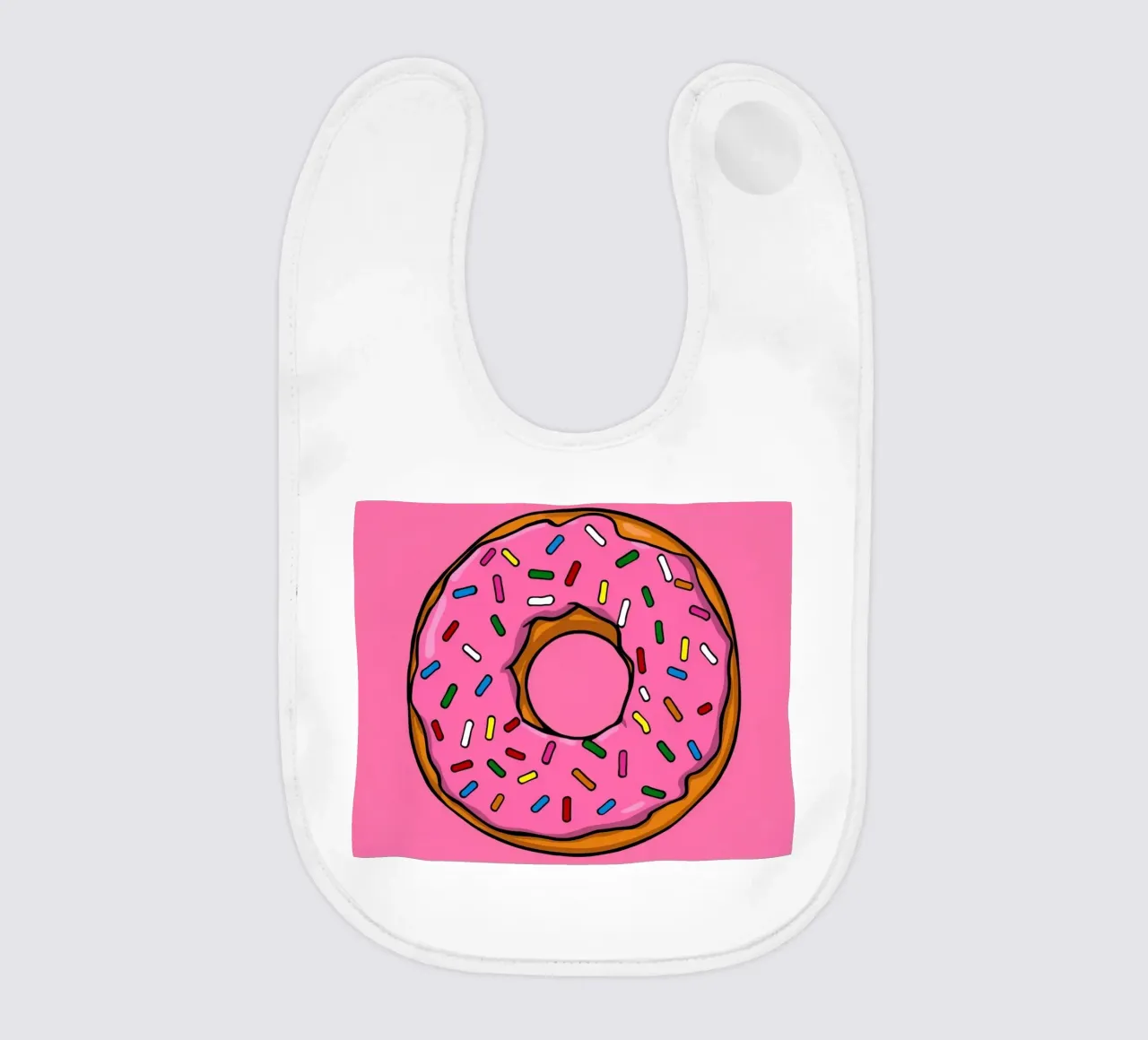 Ciambella con glassa rosa e zuccherini " Rotonda e orgogliosa " bavaglino da DesignDoodle