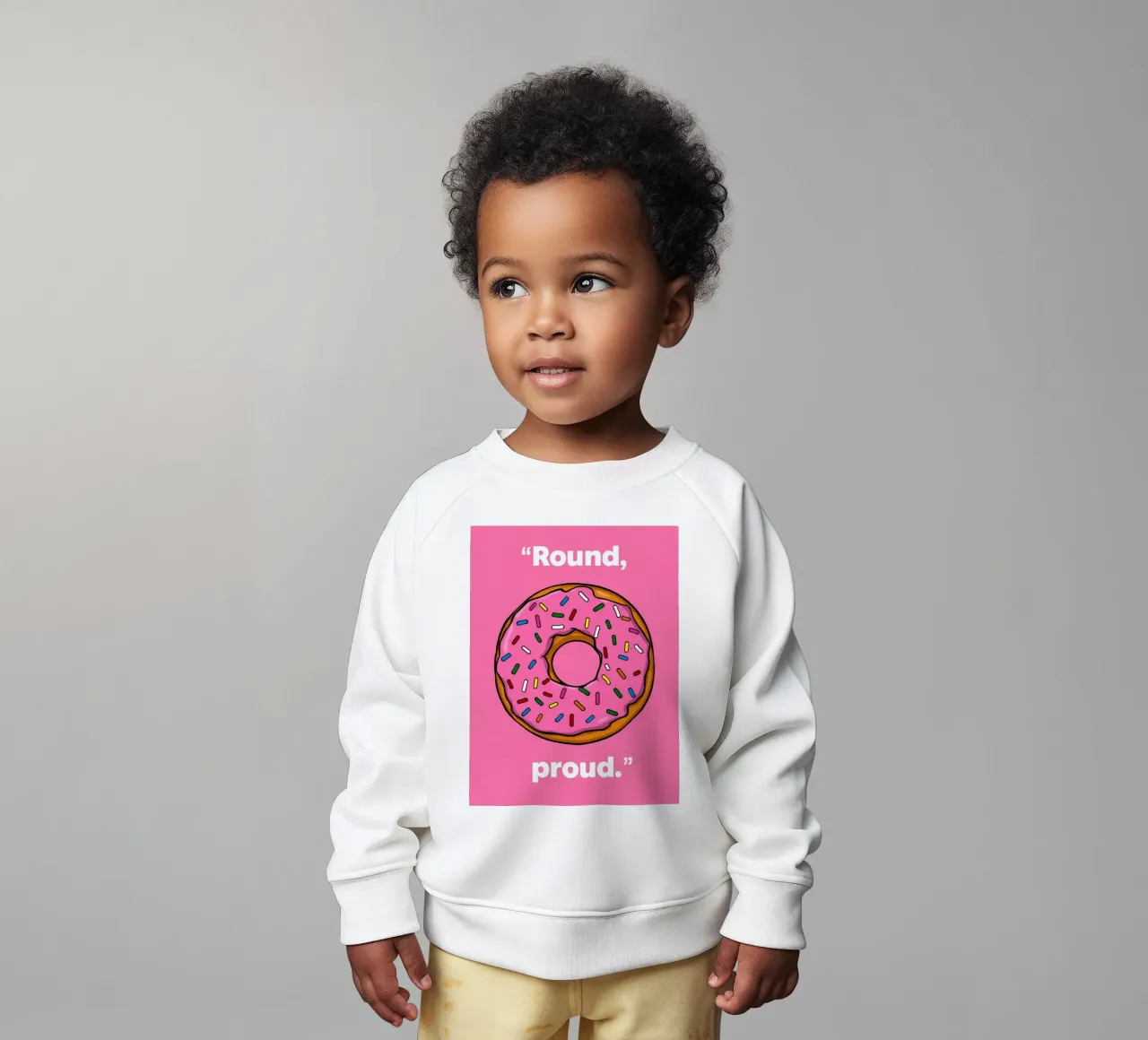Ciambella con glassa rosa e zuccherini " Rotonda e orgogliosa " felpa neonato da DesignDoodle