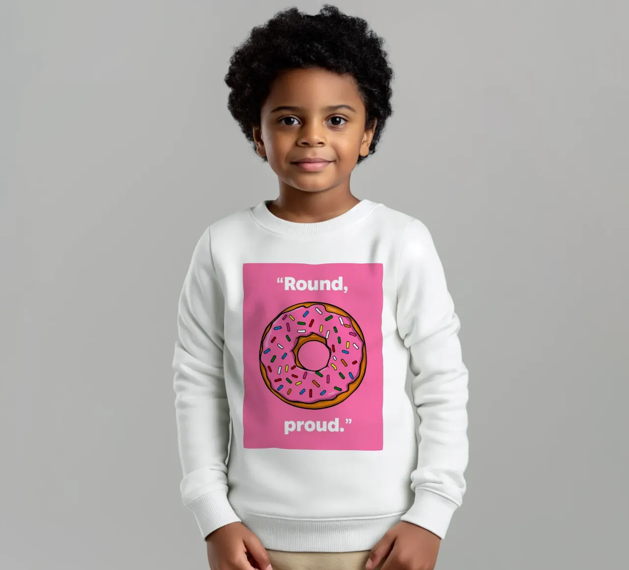Ciambella con glassa rosa e zuccherini " Rotonda e orgogliosa " felpa bambino da DesignDoodle