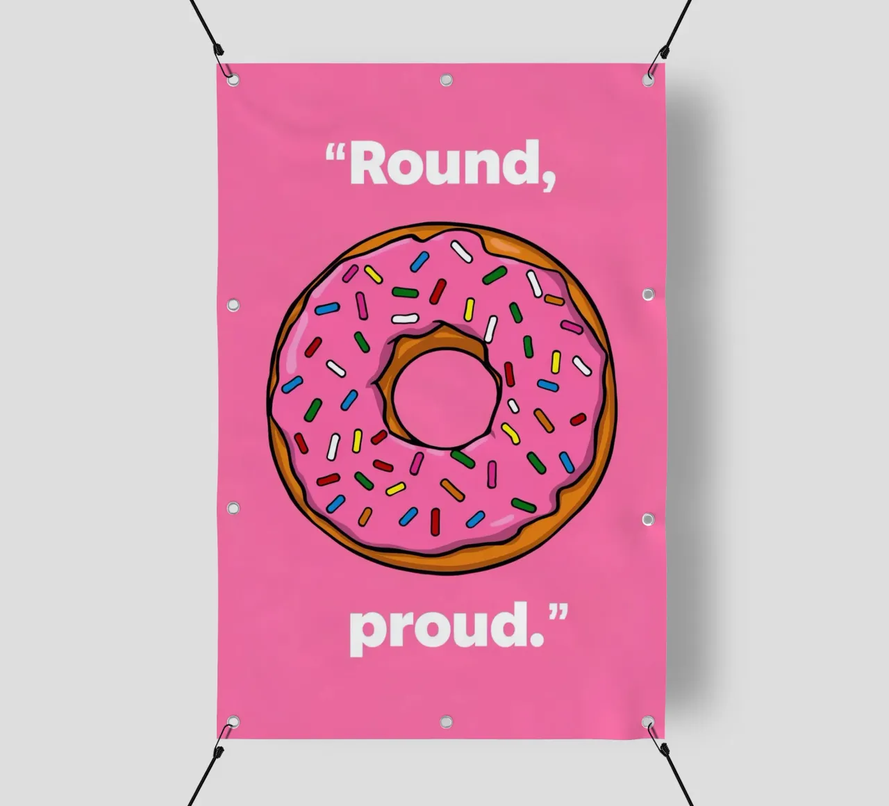 Ciambella con glassa rosa e zuccherini " Rotonda e orgogliosa " telo in pvc da DesignDoodle