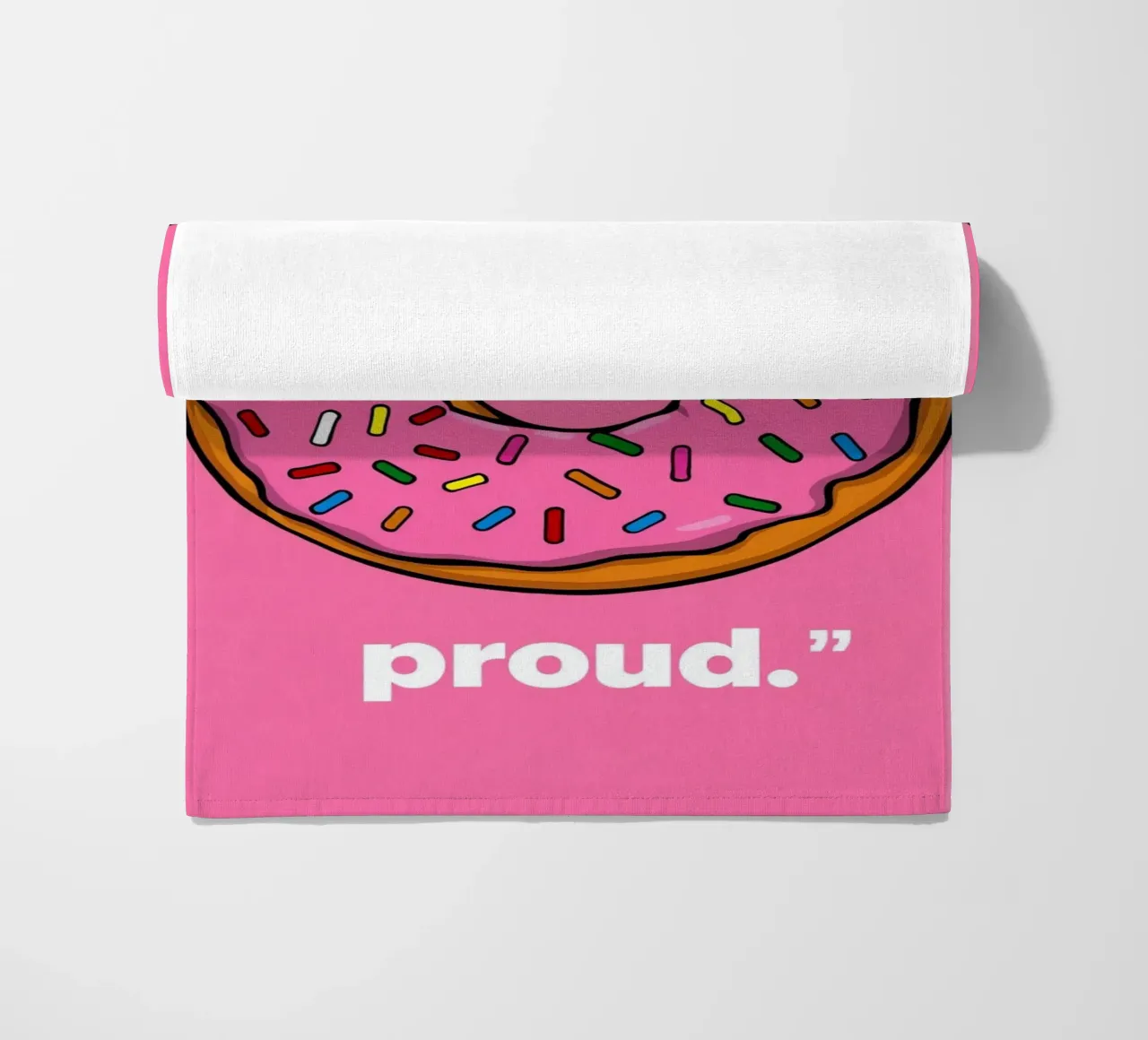 Ciambella con glassa rosa e zuccherini " Rotonda e orgogliosa " telo mare da DesignDoodle