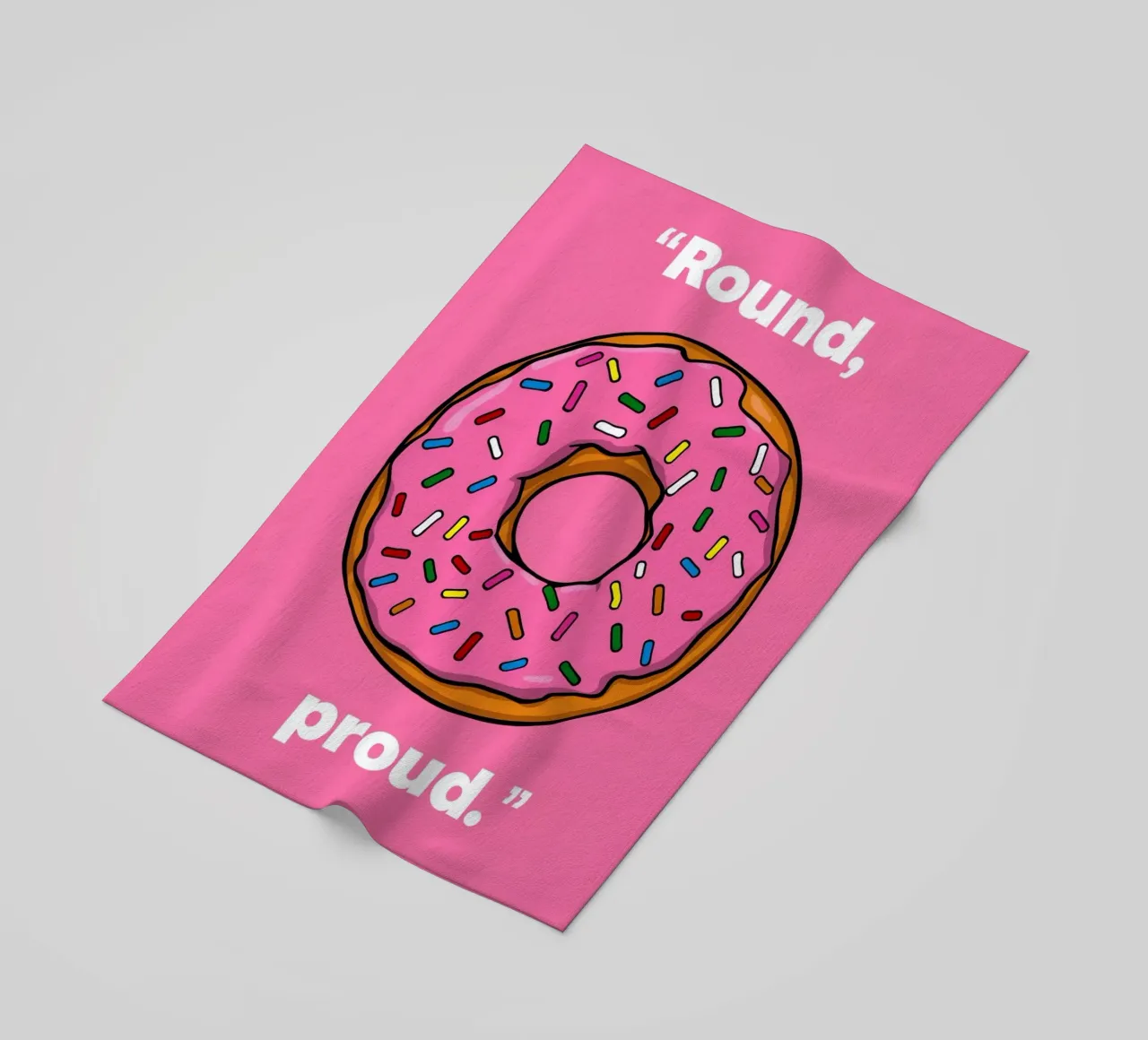 Ciambella con glassa rosa e zuccherini " Rotonda e orgogliosa " telo mare da DesignDoodle