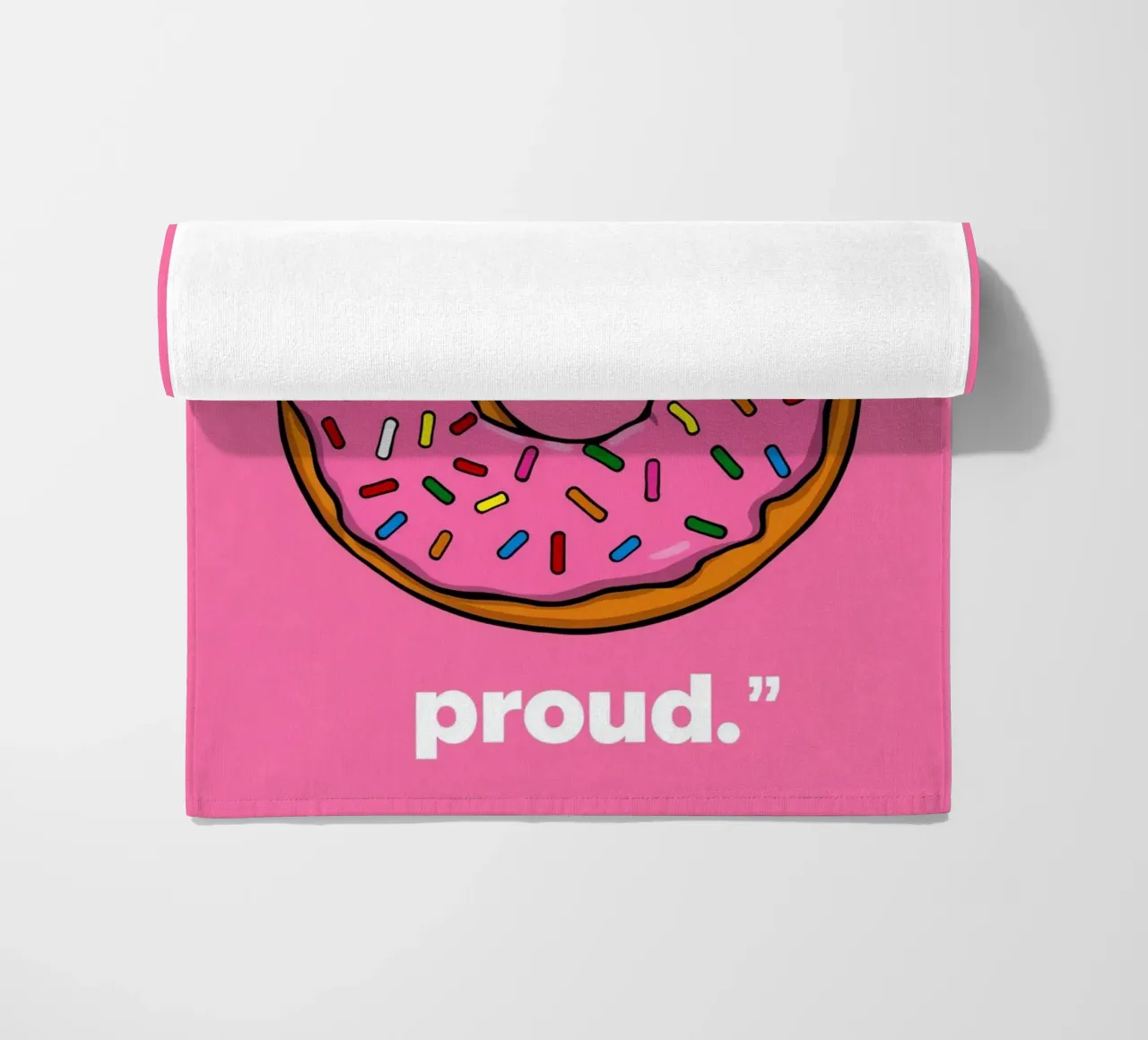 Ciambella con glassa rosa e zuccherini " Rotonda e orgogliosa " telo mare da DesignDoodle