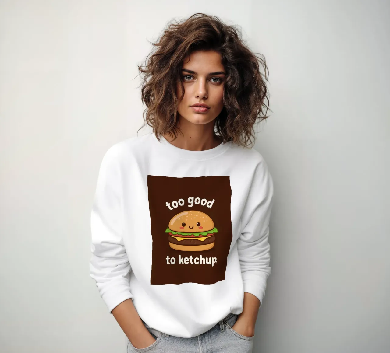 Hamburger kawaii "Troppo buono per il ketchup felpa da DesignDoodle
