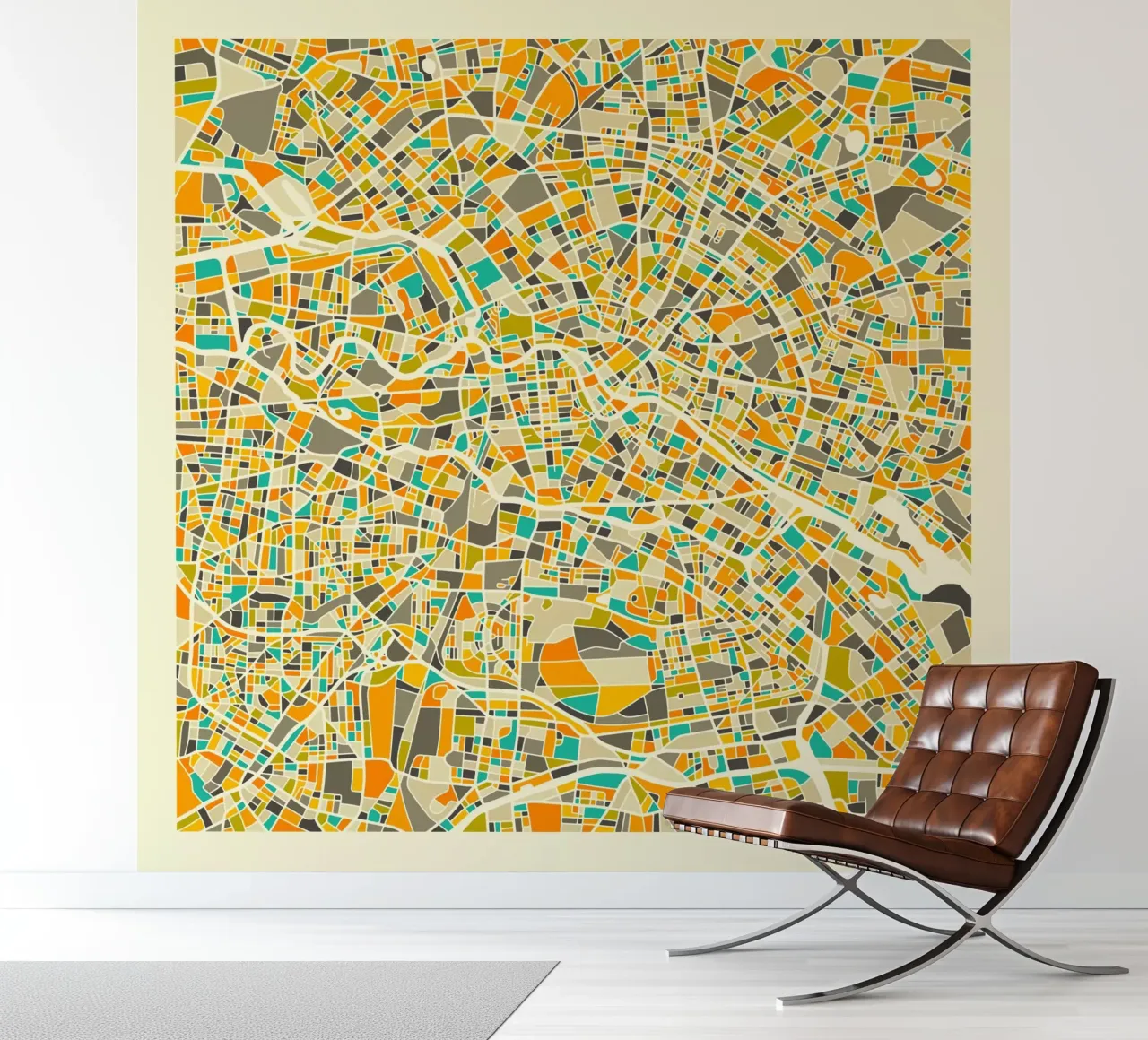 Berlin Map fotobehang van Jazzberry Blue