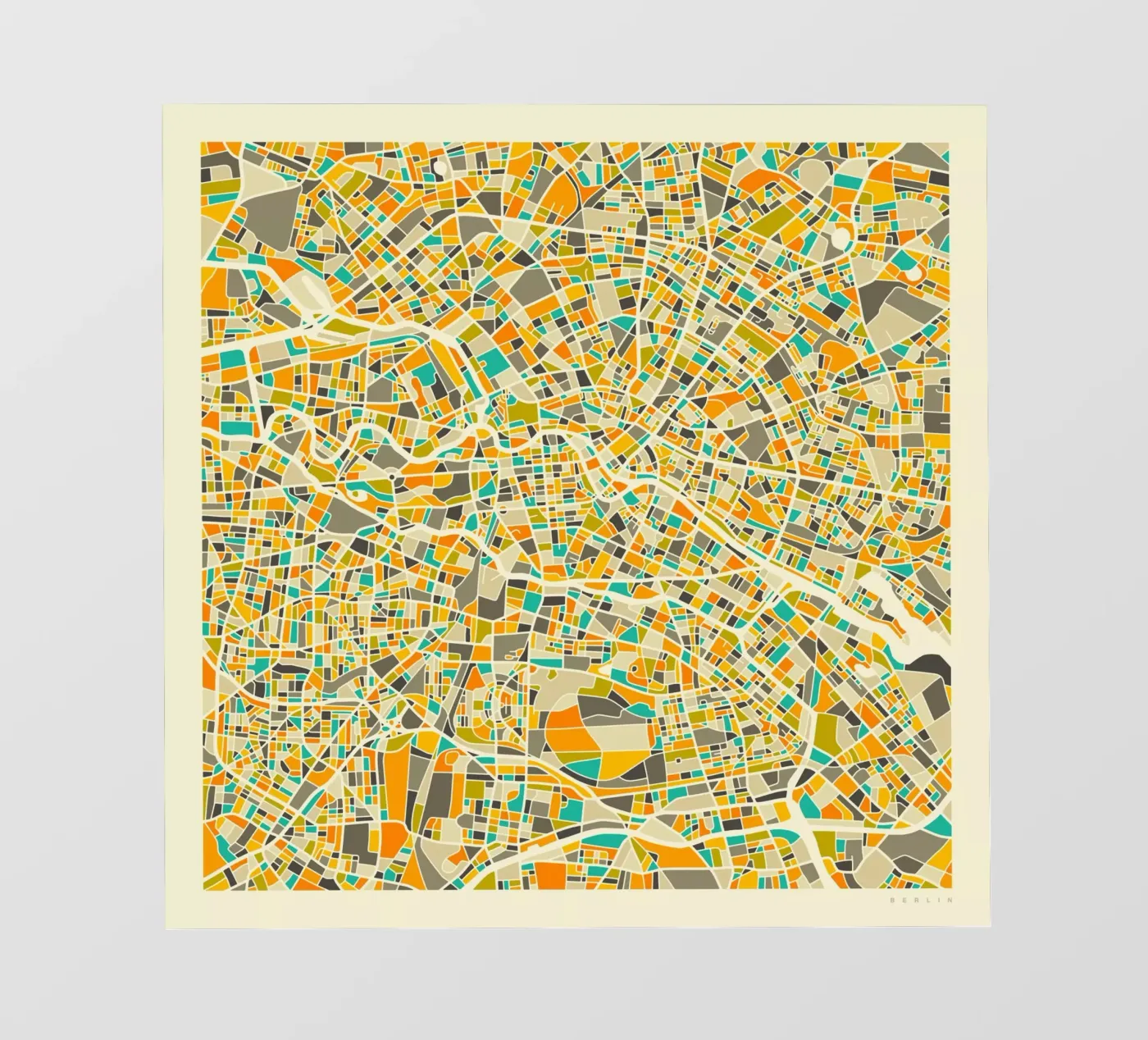 Berlin Map fotobehang van Jazzberry Blue