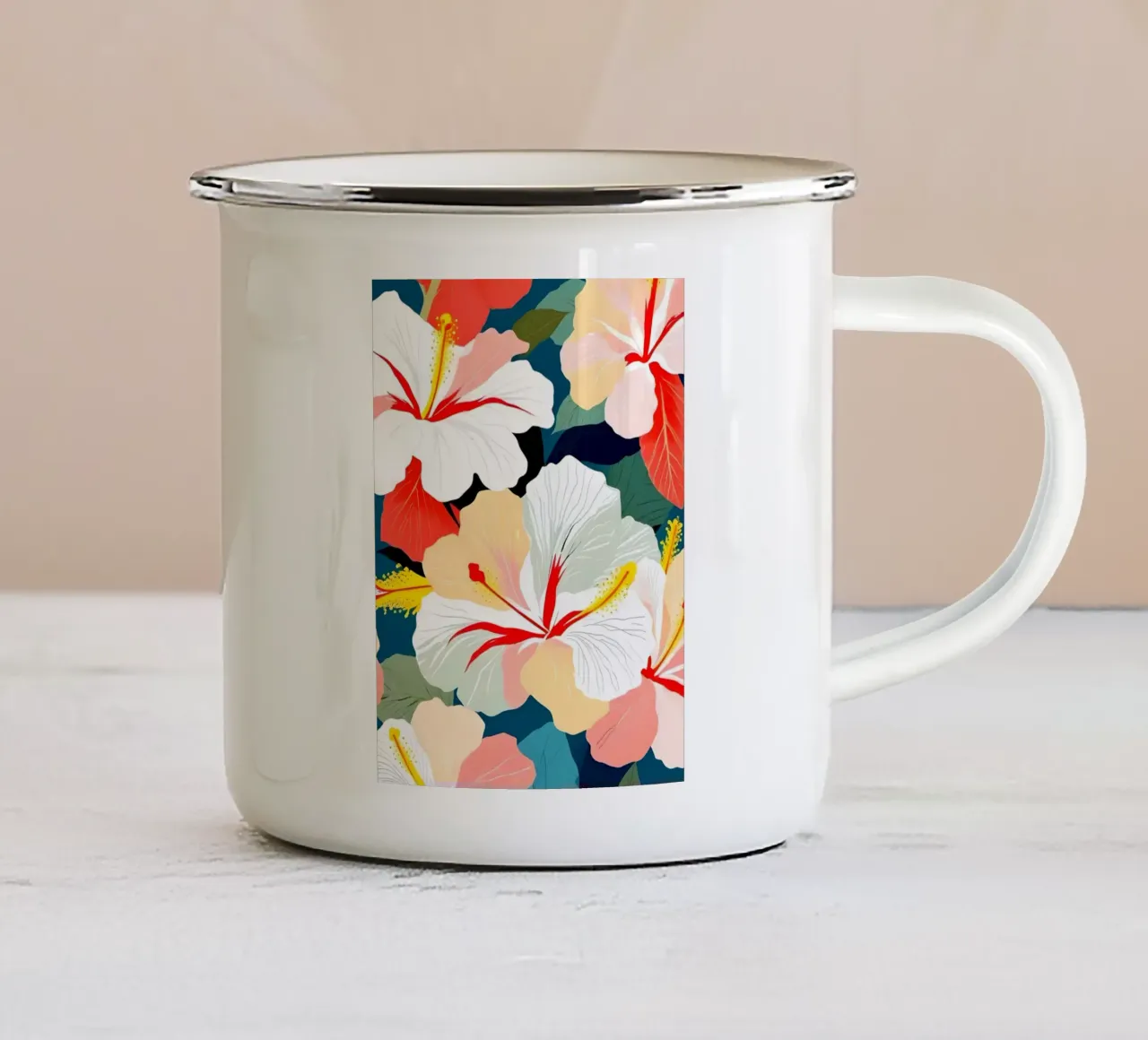 Rosa sinensis tazza in smalto da 83oranges