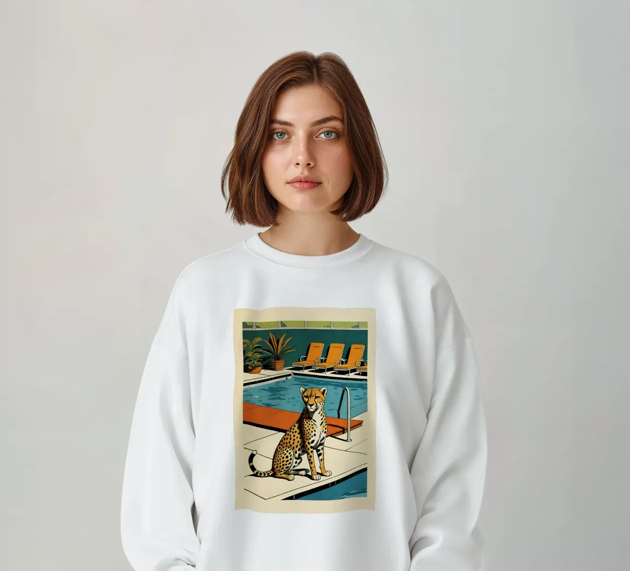 Pantera da piscina Retro Pop Art Design Gepard am Pool Bujaboom felpa da bujaboom