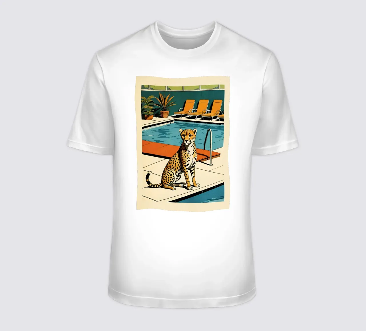 Pantera da piscina Retro Pop Art Design Gepard am Pool Bujaboom t-shirt da bujaboom