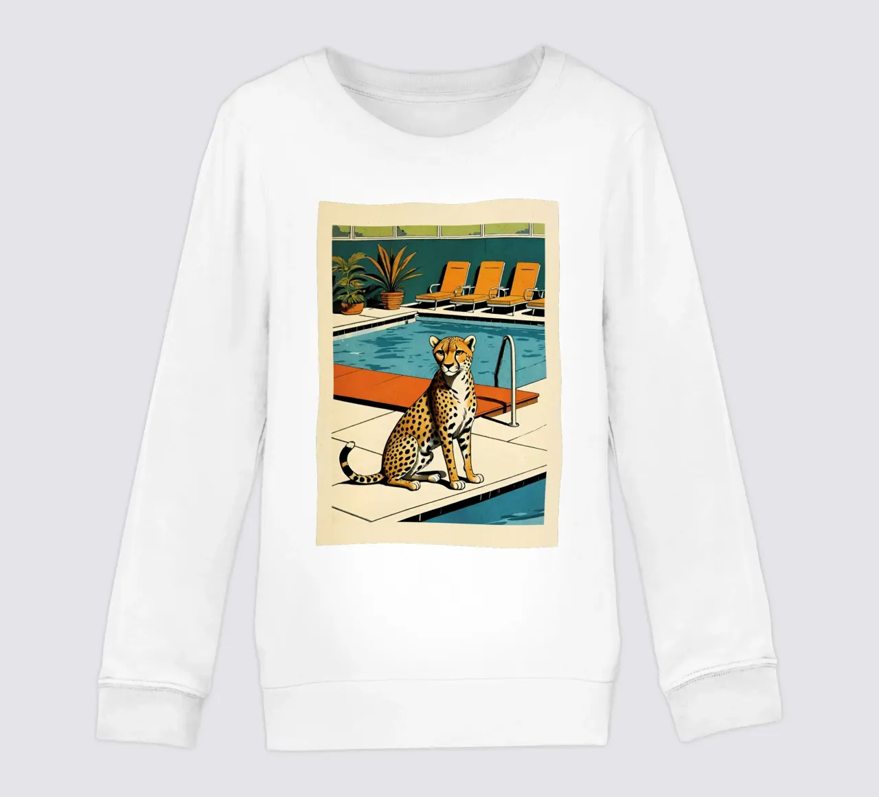 Pantera da piscina Retro Pop Art Design Gepard am Pool Bujaboom felpa bambino da bujaboom