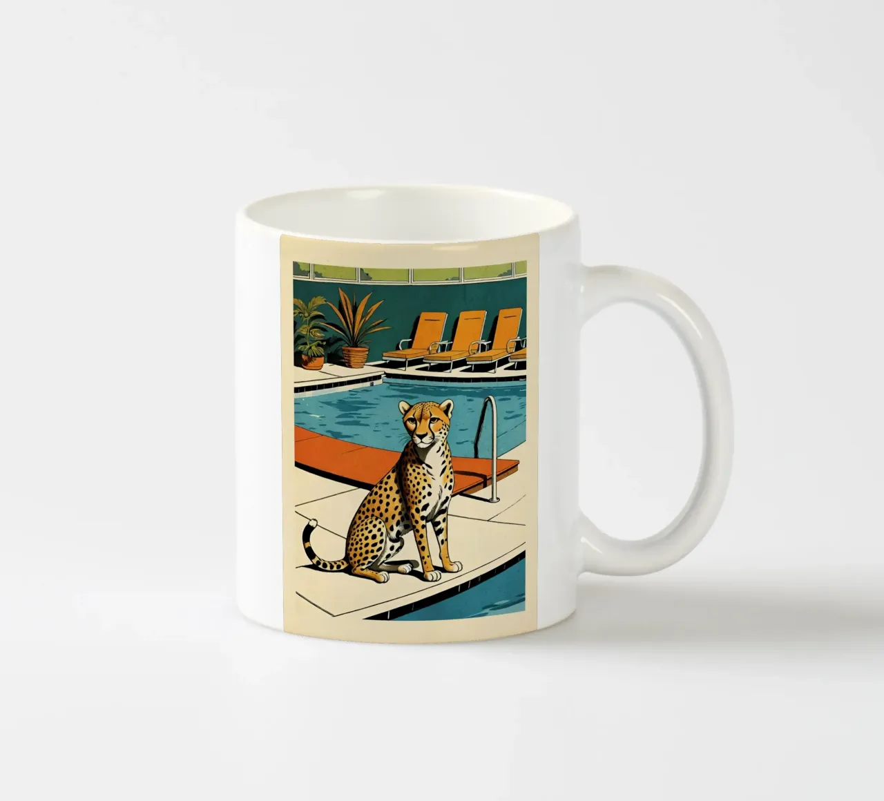 Zwembad Panter Retro Pop Art Ontwerp Gepard am Pool Bujaboom keramische mok van bujaboom