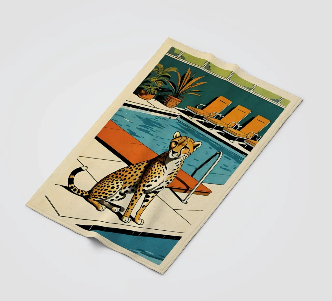 Pantera da piscina Retro Pop Art Design Gepard am Pool Bujaboom coperta in pile da bujaboom