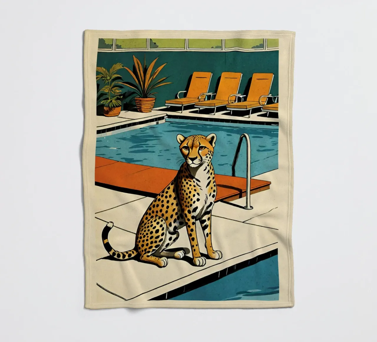 Pantera da piscina Retro Pop Art Design Gepard am Pool Bujaboom coperta in pile da bujaboom