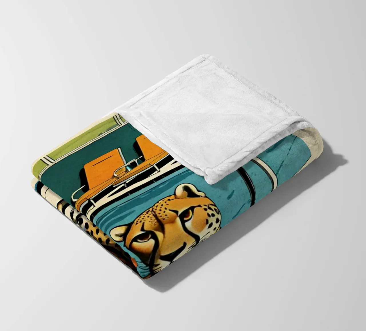 Pantera da piscina Retro Pop Art Design Gepard am Pool Bujaboom coperta in pile da bujaboom