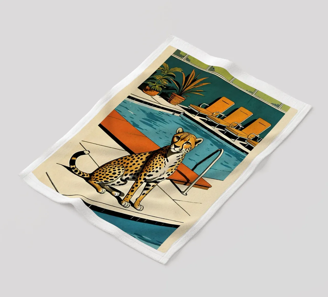 Pantera da piscina Retro Pop Art Design Gepard am Pool Bujaboom coperta in pile da bujaboom