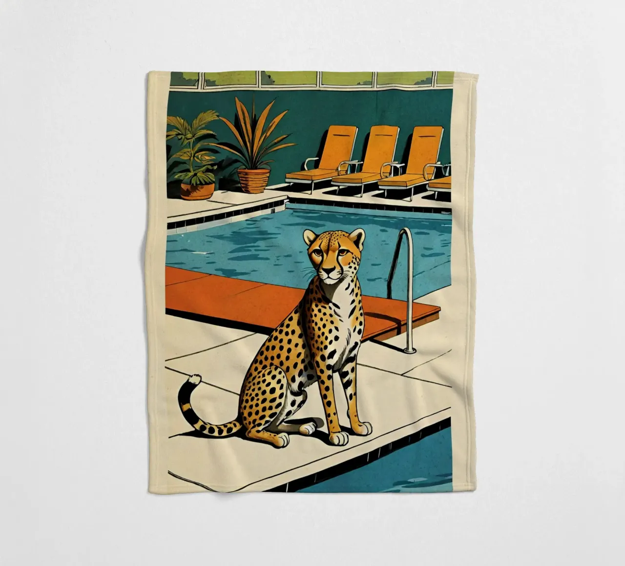 Pantera da piscina Retro Pop Art Design Gepard am Pool Bujaboom coperta in pile da bujaboom
