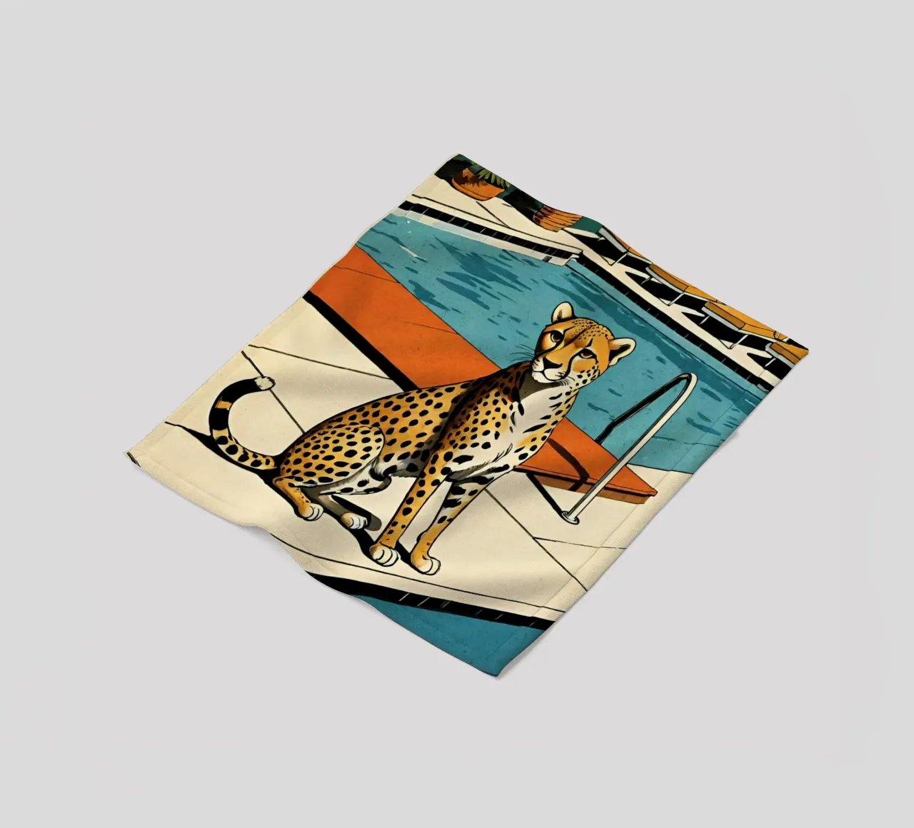 Pantera da piscina Retro Pop Art Design Gepard am Pool Bujaboom coperta in pile da bujaboom