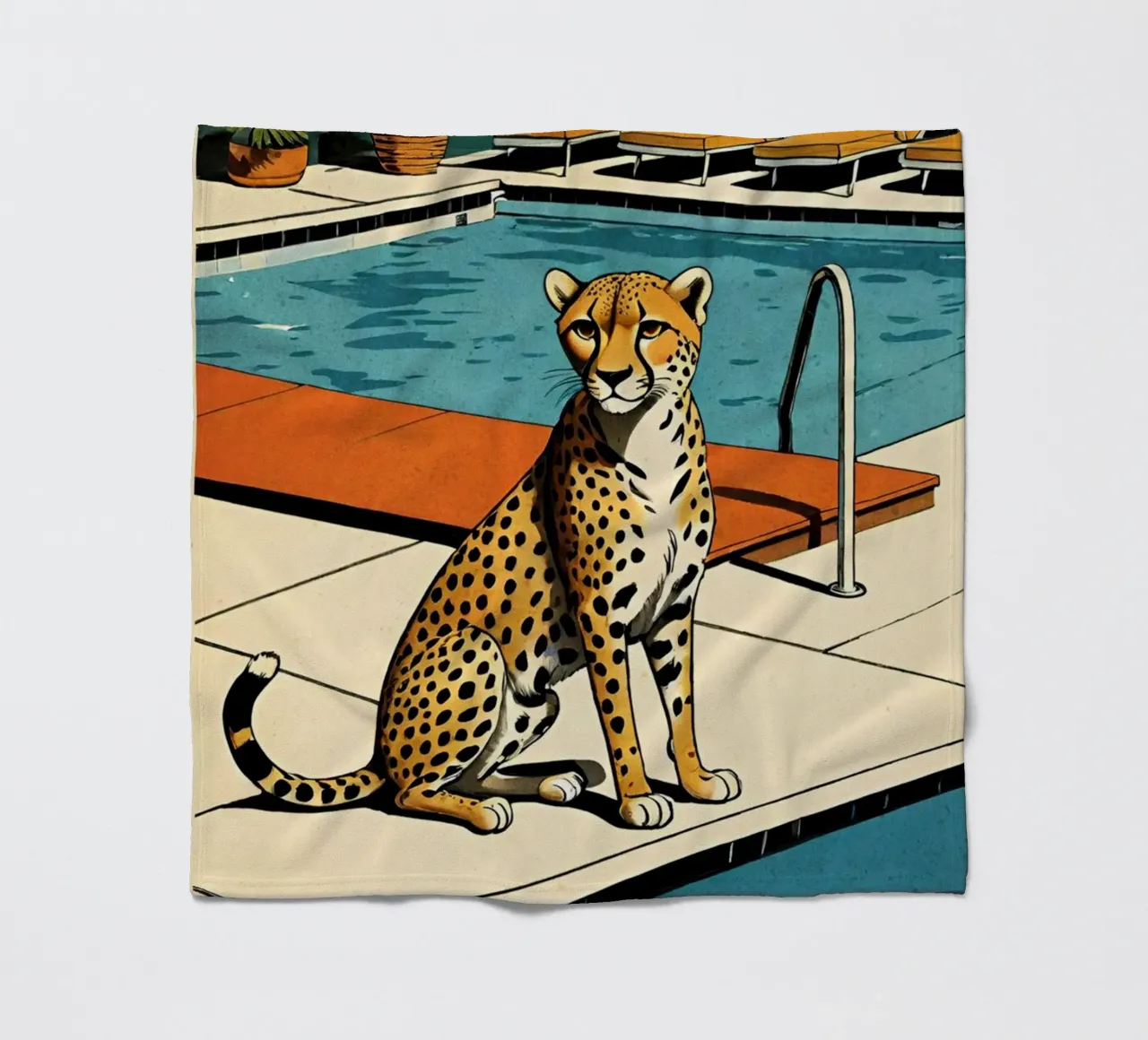 Pantera da piscina Retro Pop Art Design Gepard am Pool Bujaboom coperta in pile da bujaboom