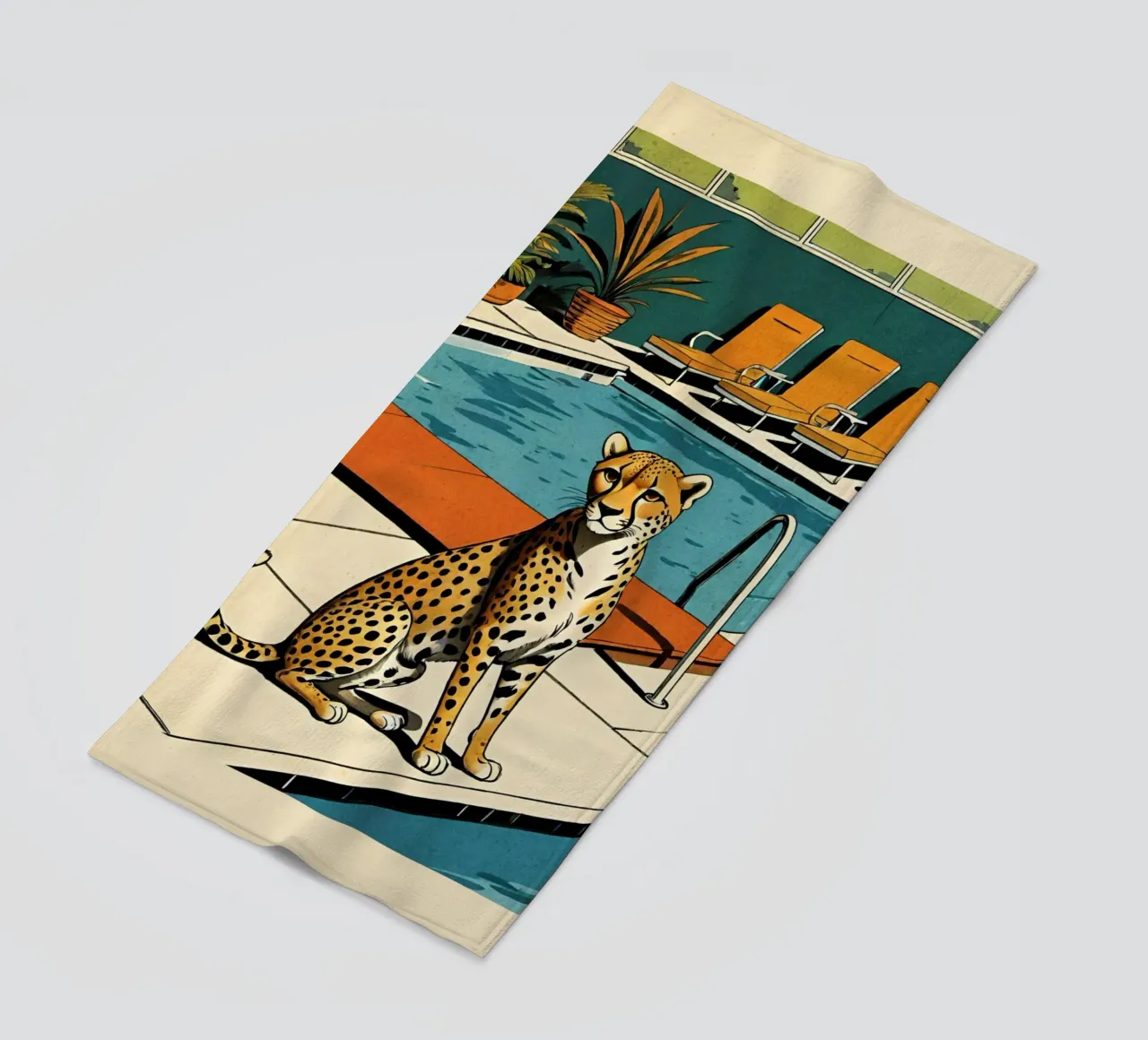 Pantera da piscina Retro Pop Art Design Gepard am Pool Bujaboom telo mare da bujaboom