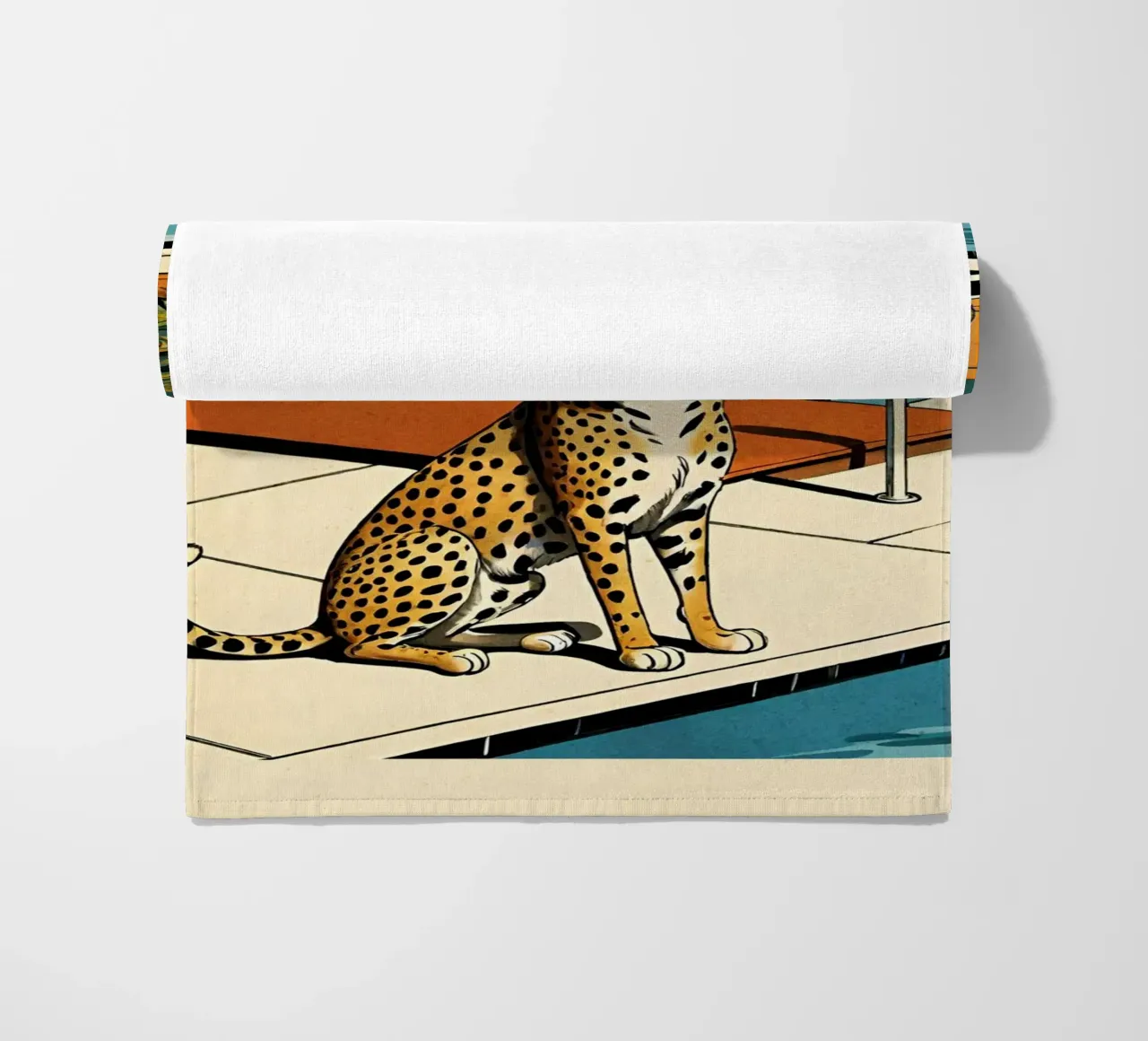 Pantera da piscina Retro Pop Art Design Gepard am Pool Bujaboom telo mare da bujaboom