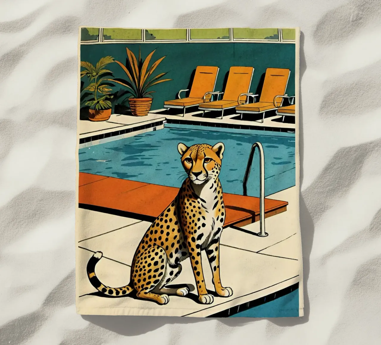 Pantera da piscina Retro Pop Art Design Gepard am Pool Bujaboom telo mare da bujaboom