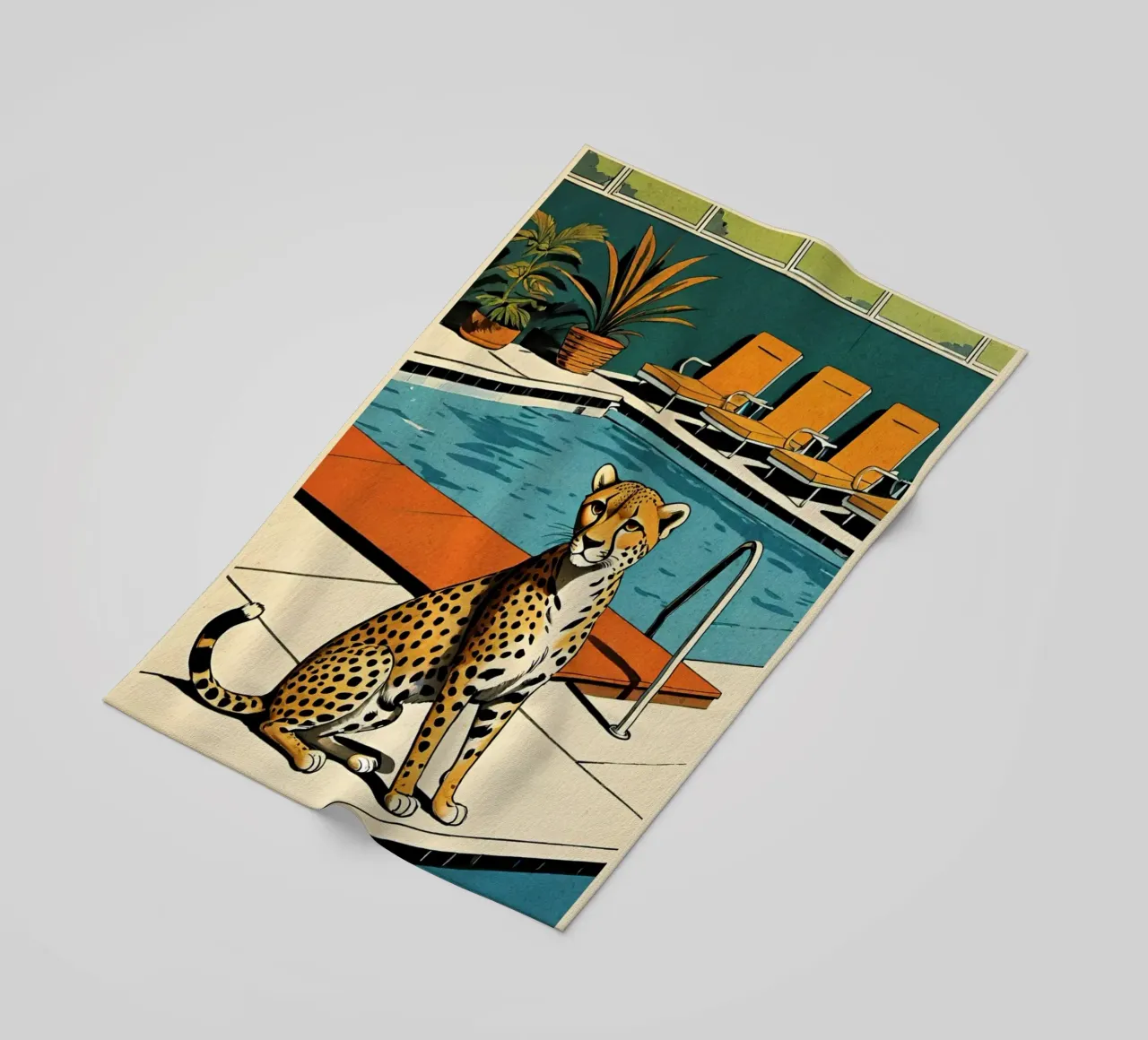 Pantera da piscina Retro Pop Art Design Gepard am Pool Bujaboom telo mare da bujaboom