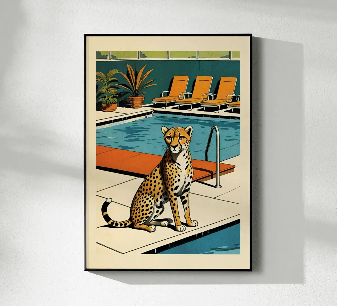 Pantera da piscina Retro Pop Art Design Gepard am Pool Bujaboom plexiglass da bujaboom