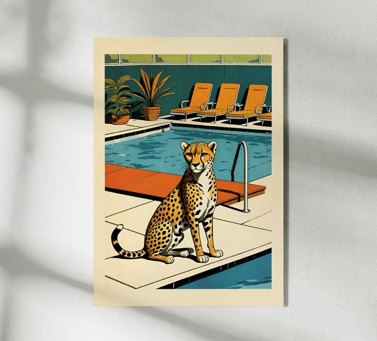 Pantera da piscina Retro Pop Art Design Gepard am Pool Bujaboom plexiglass da bujaboom