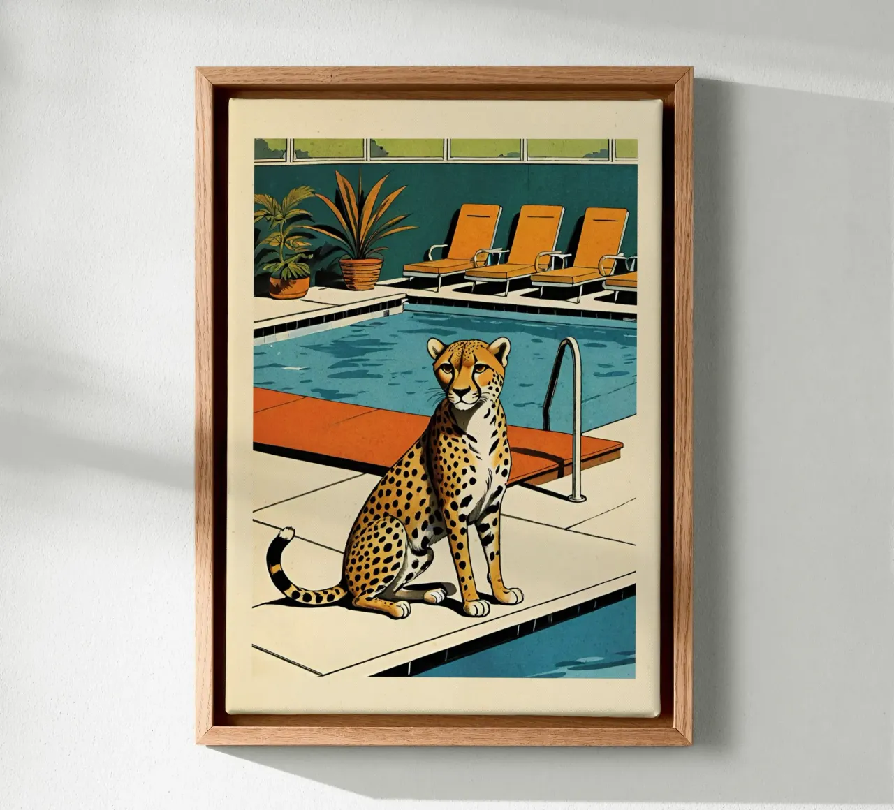 Zwembad Panter Retro Pop Art Ontwerp Gepard am Pool Bujaboom canvas van bujaboom